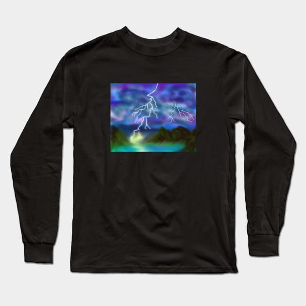 Lightning at the Lake Long Sleeve T-Shirt by ArtistsQuest